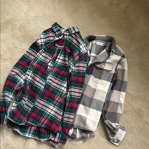 Plaid Flannel Shirts - Red and Green, Gray and White